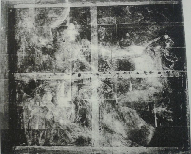 Radiografia effettuata sul dipinto, la quale mostra un altro dipinto sottostante