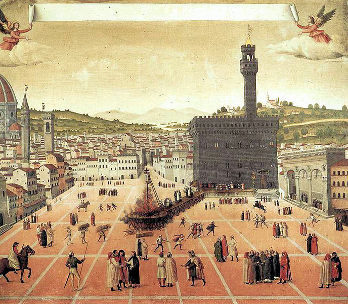 Anonimo, Il rogo di Girolamo Savonarola in Piazza della Signoria in Firenze nel 1498, 1498, Museo di San Marco, Firenze (Italia)