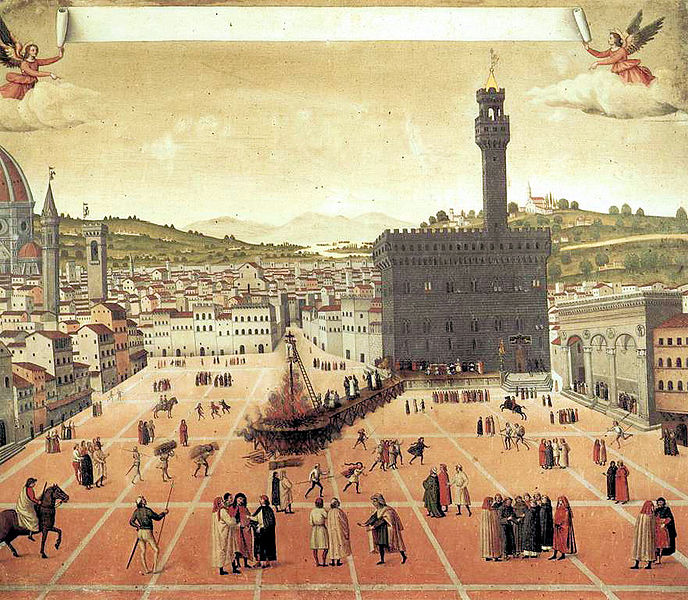 Anonimo, Il rogo di Girolamo Savonarola in Piazza della Signoria in Firenze nel 1498, 1498, Museo di San Marco, Firenze (Italia)