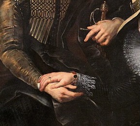 Particolare Autoritratto con la moglie Isabella Brant sotto una pergola di caprifoglio di Pieter Paul Rubens