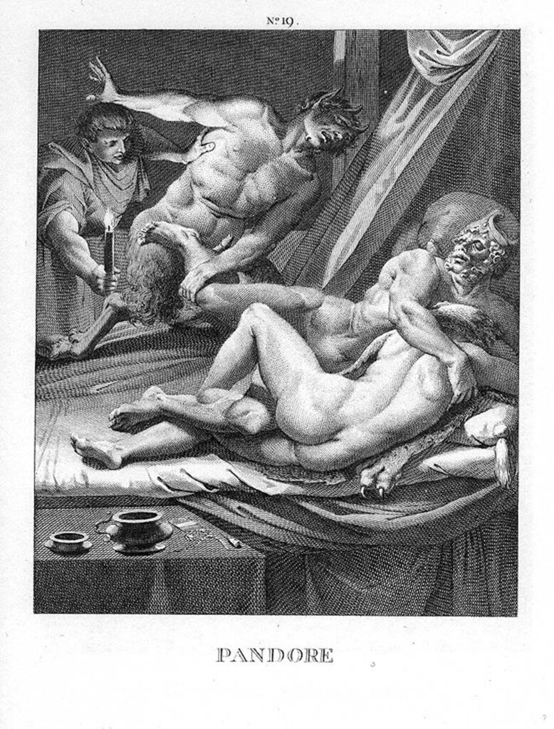 Jaques Joseph Coiny da Agostino Carracci, Pandora, incisione da Lascivie, 1798