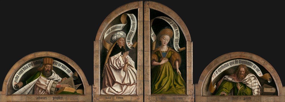 Hubert e Jan van Eyck, Polittico dell’agnello mistico, 1432, pannelli esterni, particolare di Profeti e Sibille