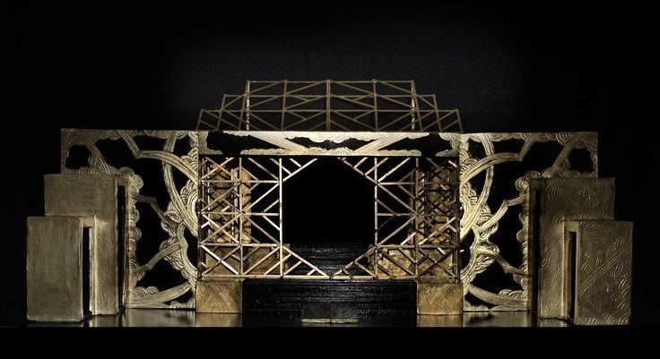 Bozzetto della reggia di Turandot che mostra la gabbia ricreata da Angelo Bertini