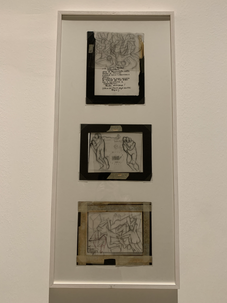 Paolo Rosa, Quaderno con sequenza di schizzi progettuali per l’installazione interattiva CORO, 1994,