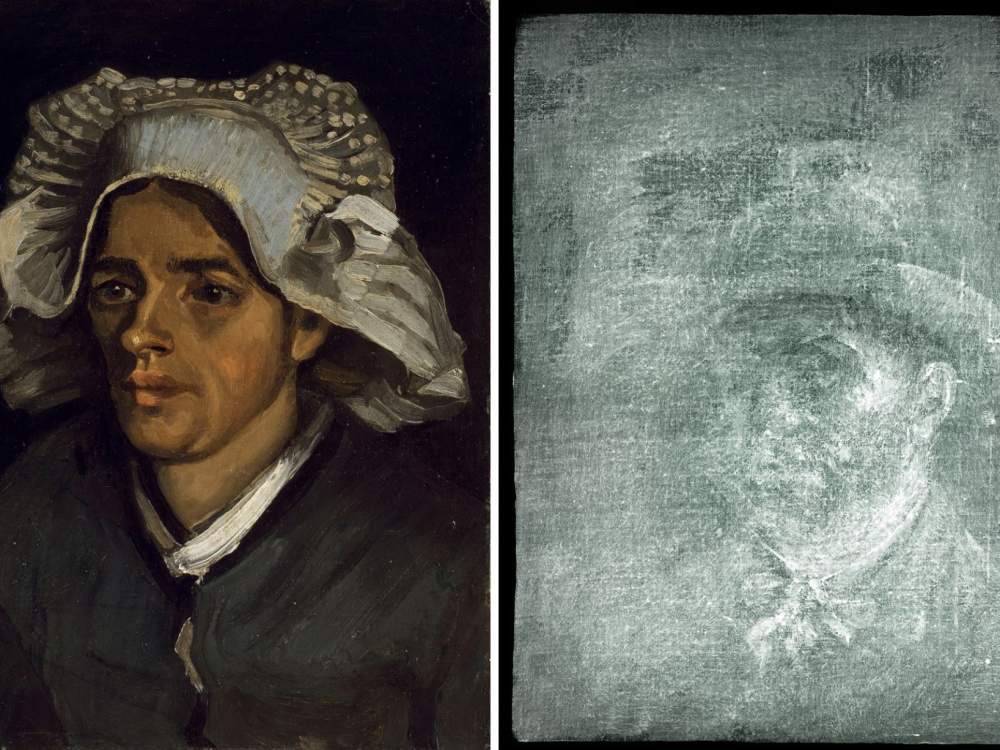 Van Gogh, La testa di contadina e accanto l'uomo nascosto.