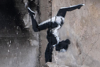 Ginnasta di Banksy apparsa in Ucraina