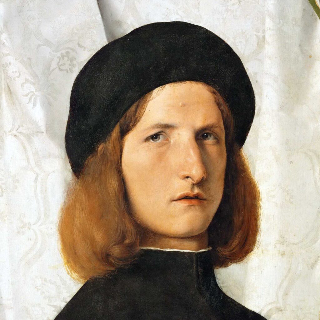 Ritratto di Giovane con Lucerna, particolare del viso, Lorenzo Lotto