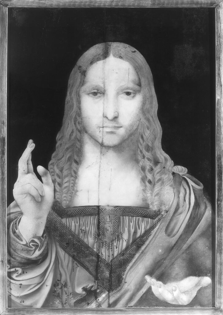 Salvator Mundi, Leonardo Da Vinci. fotografia all'infrarosso