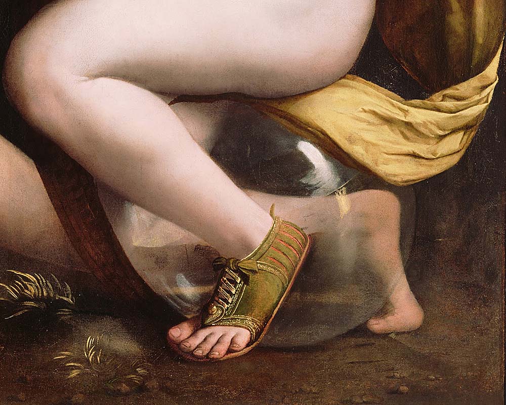 Dosso Dossi, Allegoria della Fortuna, particolare delle calzature
