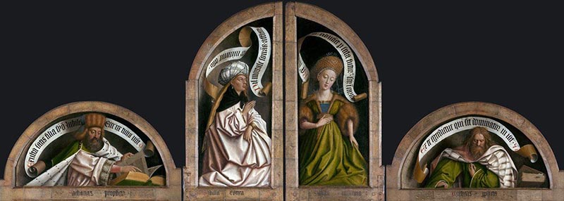 Hubert e Jan van Eyck, Polittico dell’agnello mistico, 1432, pannelli esterni, particolare di Profeti e Sibille
