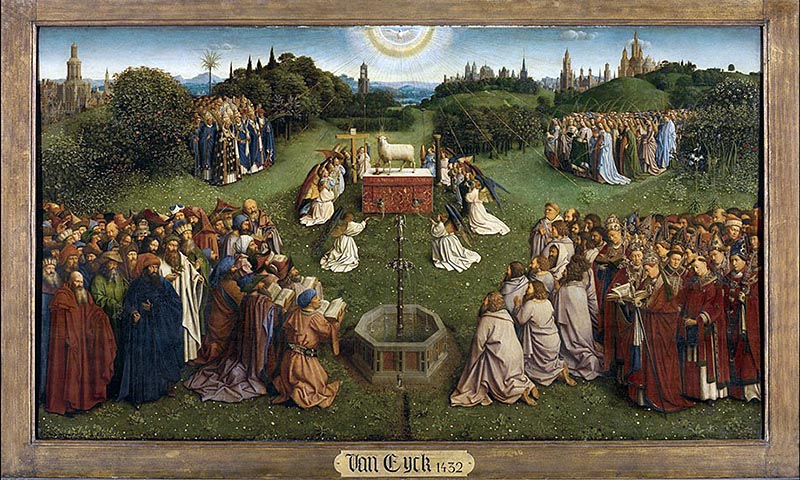 Pannelli interni, particolare dell’Adorazione dell’agnello mistico