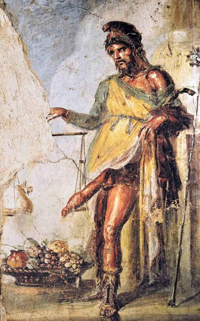 Priapo, affresco della casa dei vettii di Pompei