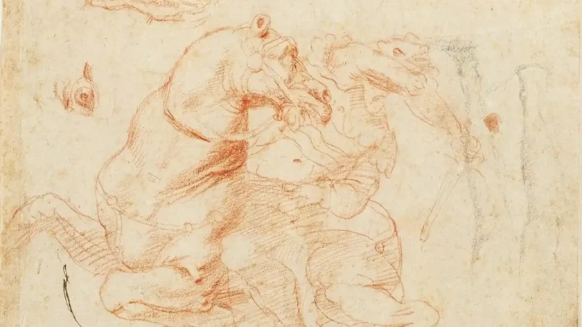 Raffaello disegno preparatorio per la Battaglia di Ponte Milvio - ASTA