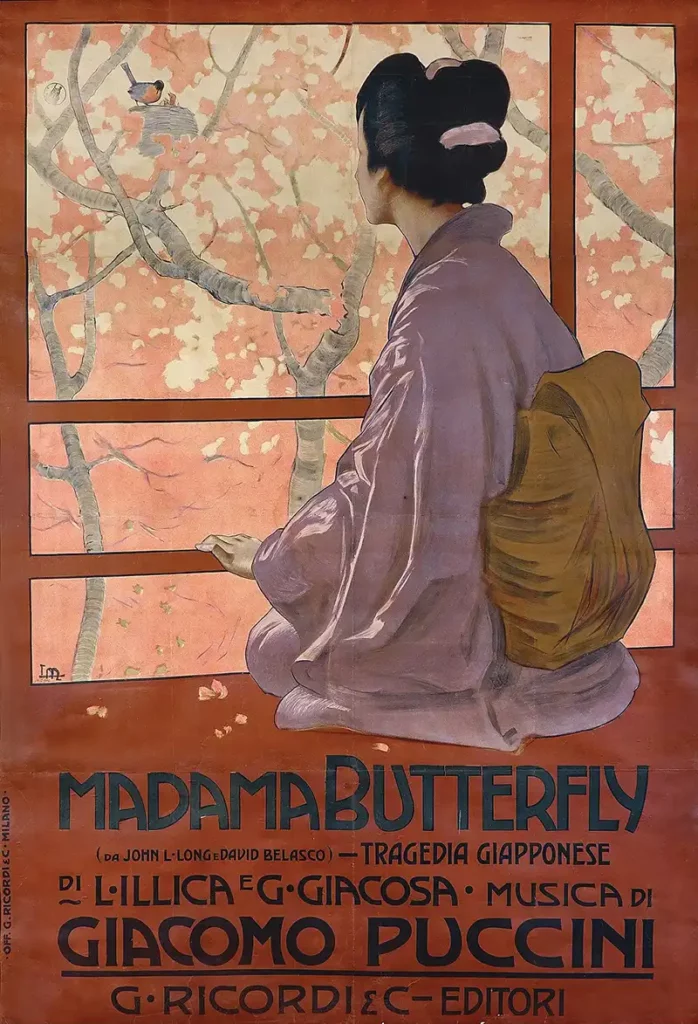 Madama Butterfly di Puccini in un'illustrazione del pittore e cartellonista italiano Leopoldo Metlicovitz